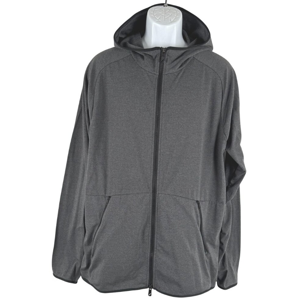 Hill City Hoodie Mens XL Gray Full‎ Zip Polyester Spandex Casual CJ-2304